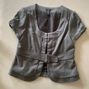 Tailored Stoosh short-sleeve gray blazer suit corset with hook and eye closure S